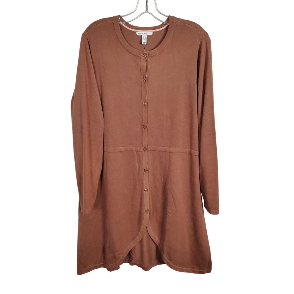 Isaac Mizrahi Live! Sz 1X Cardigan Long A-Line Button Front Sweater Dress Jacket - Picture 2 of 11